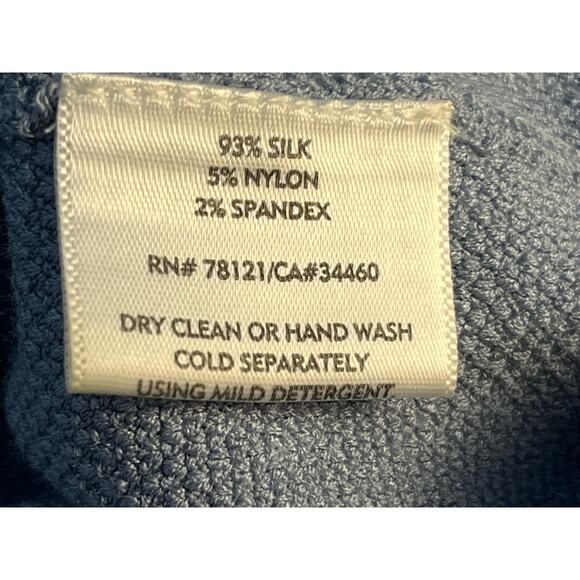 Eileen Fisher Cardigan Sweater Small Blue Silk Blend Preppy Minimalist Office - Picture 5 of 6